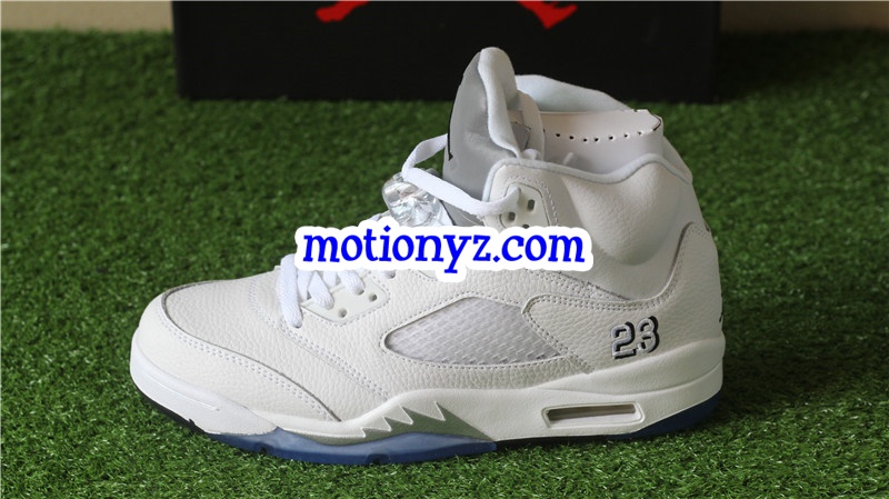 Authentic Air Jordan 5 Retro Metallic White